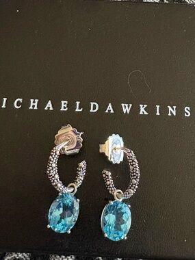 Michael Dawkins “prettiest” blue topaz hoop earrings